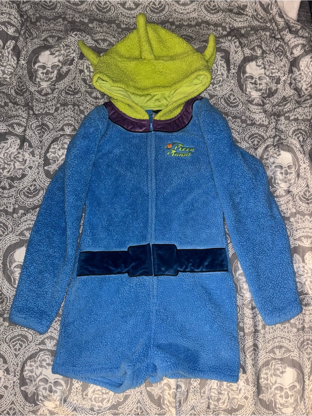 Buzz Lightyear Fleece Hoodie Romper - Blue & Lime
